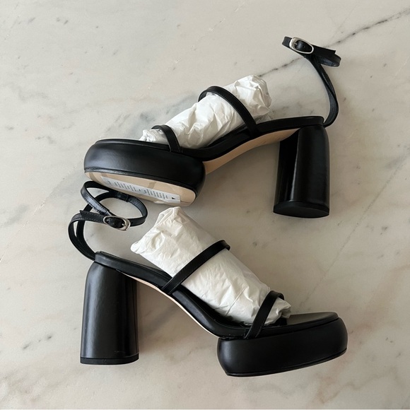 Aeyde Peggy Calf Leather Black High Heel Platform Sandals 38.5 - Picture 5 of 7